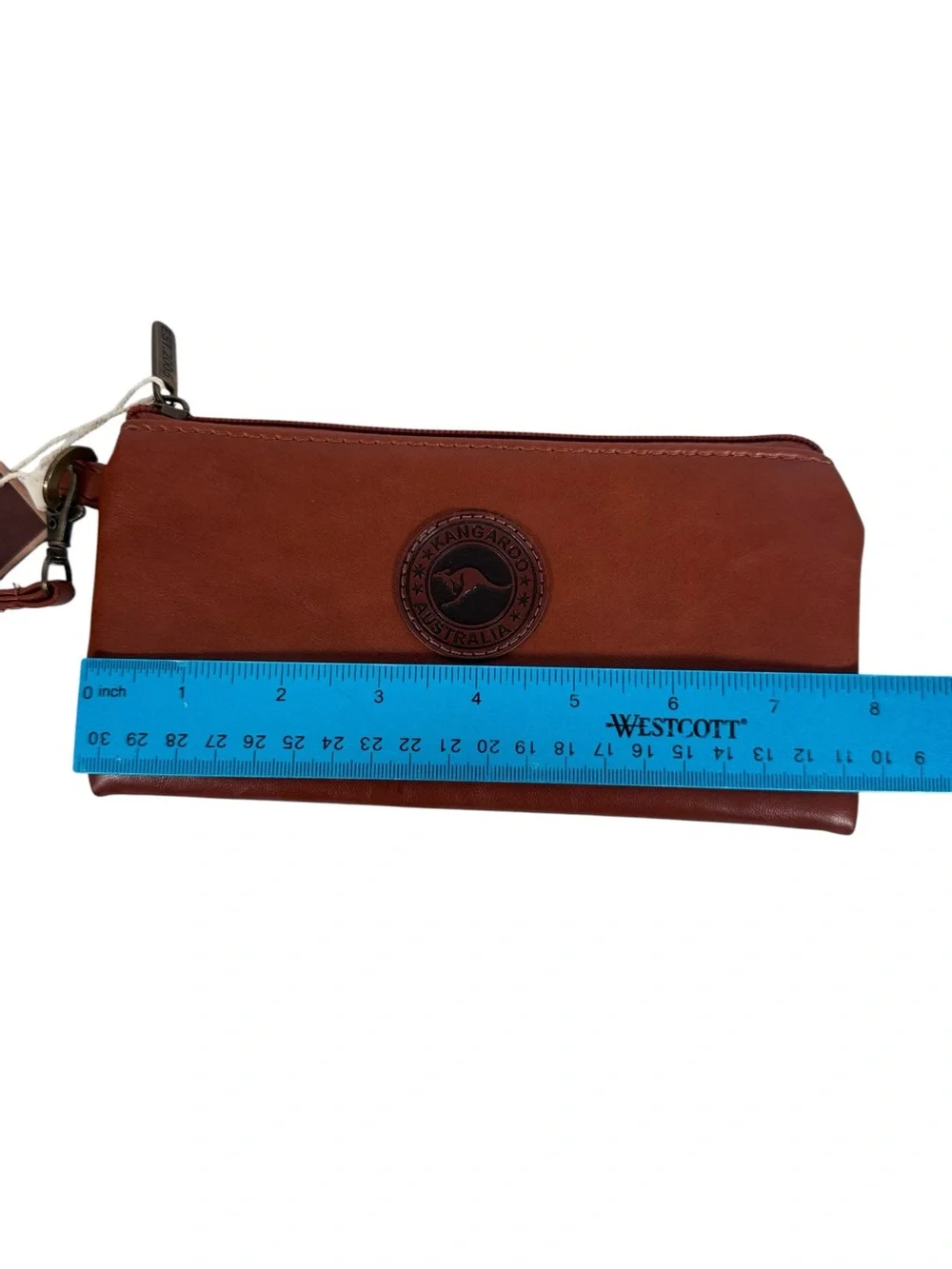 Kangaroo Australia Brown Wristlet Zip Clutch Wallet Travel Pouch NWT